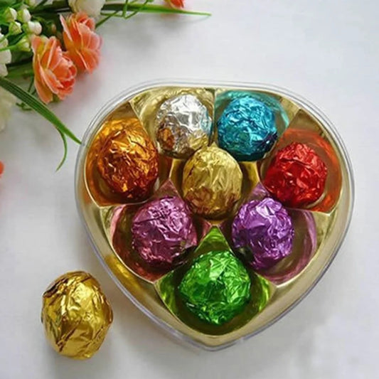 Multicolour Medium Chocolate Foil Wrapping Paper (Approx 250 pcs) (Red, Green, Purple, Blue, Silver, Golden & Orange Mix)