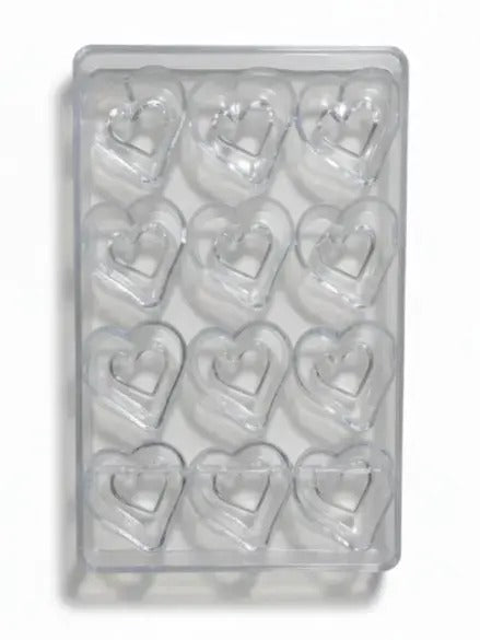 Heart Shape Polycarbonate Chocolate Mold – 15 Cavity Clear Heart Design