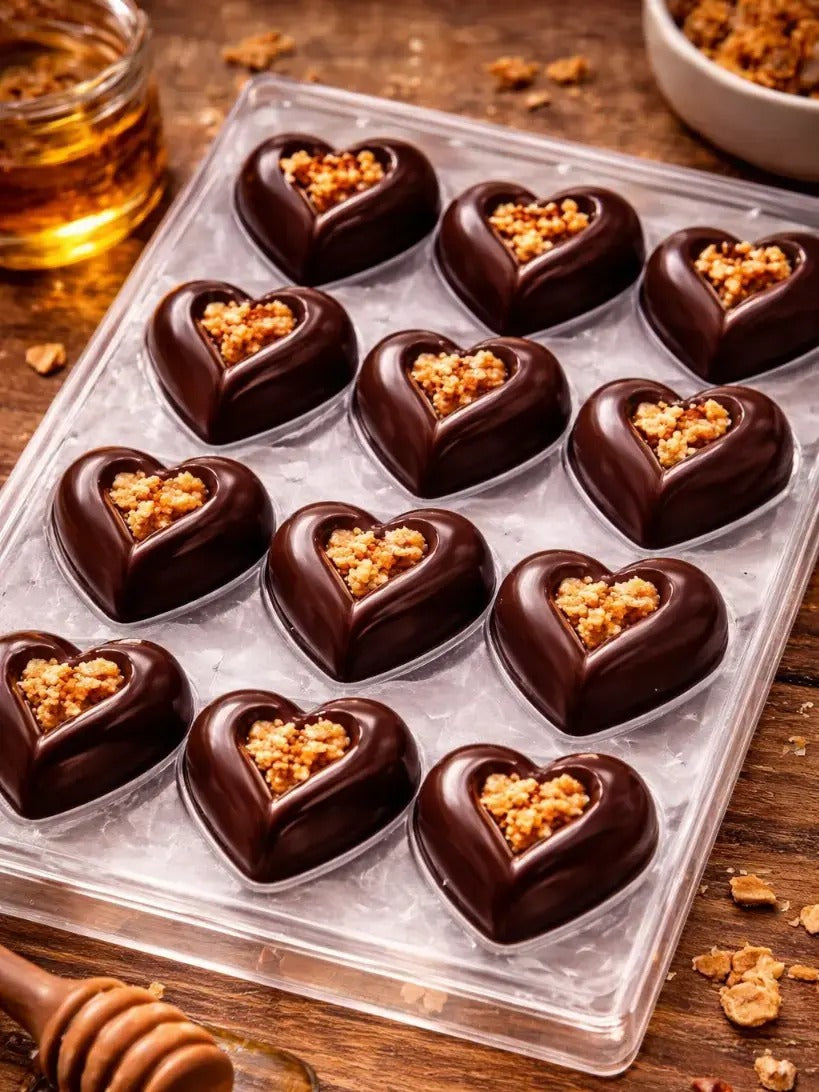 Heart Shape Polycarbonate Chocolate Mold – 15 Cavity Clear Heart Design