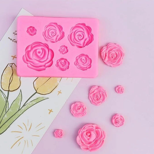 7 in 1 Mini 3D Roses Silicon Mould for Cake & Chocolate Decoration
