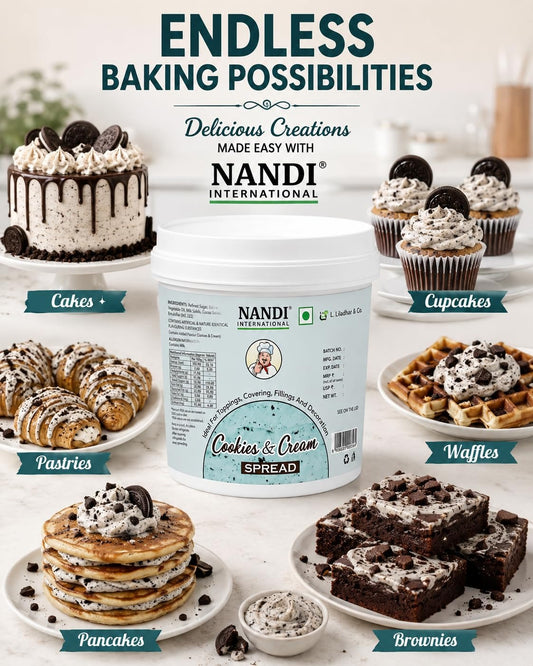 Cookies & Blue Cream Spread 1 Kg | Creamy Dessert Topping & Filling | Blue Cookie Flavoured Spread for Cakes, Cupcakes, Pastries, Waffles & Desserts