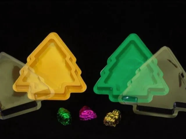 Christmas Tree Bar Mould and Chocolate Box | Christmas Tree Shape Chocolate Mold & X'Mas Tree Tray + Cover (Pack of 10)