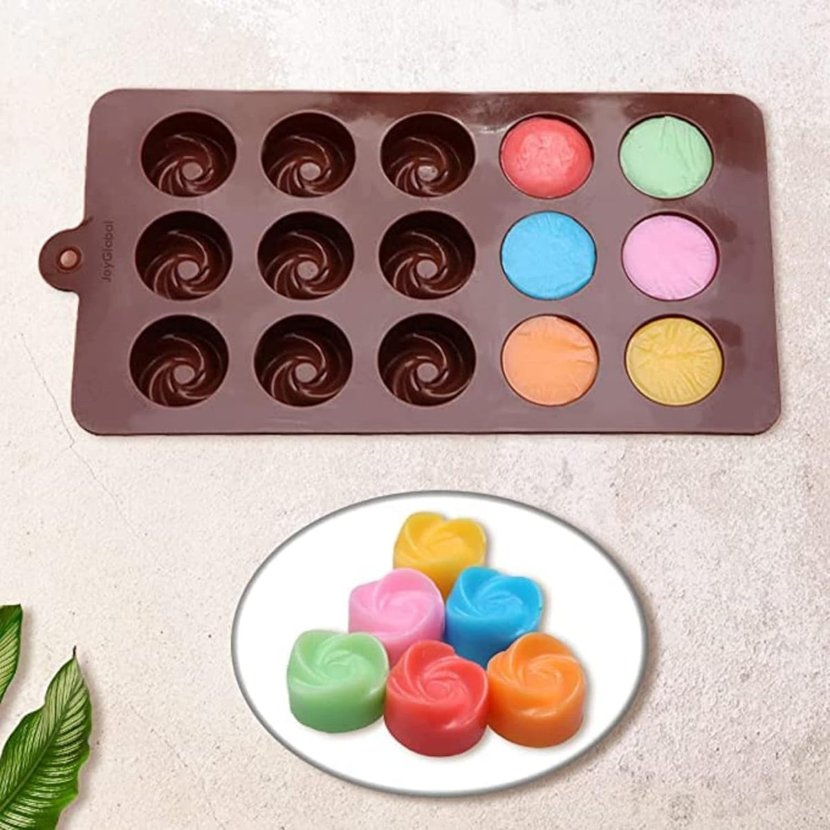 Silicone Chocolate Mould 15 Cavity Rose Shape Mould Candy Mold Baking Tools for Cake Chocolate Ice Jell-O Pack of 1