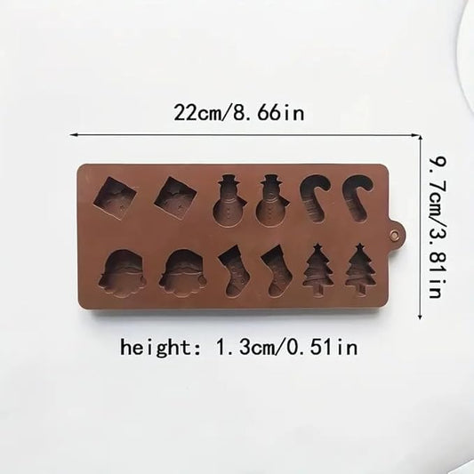 12 Cav Christmas Silicone Mould Santa Clause Christmas Tree Snowman Candy Cane Gift for Chocolate Candy Jellies, Candies, Ice Cubes, Wax Melts, Soaps, Candles