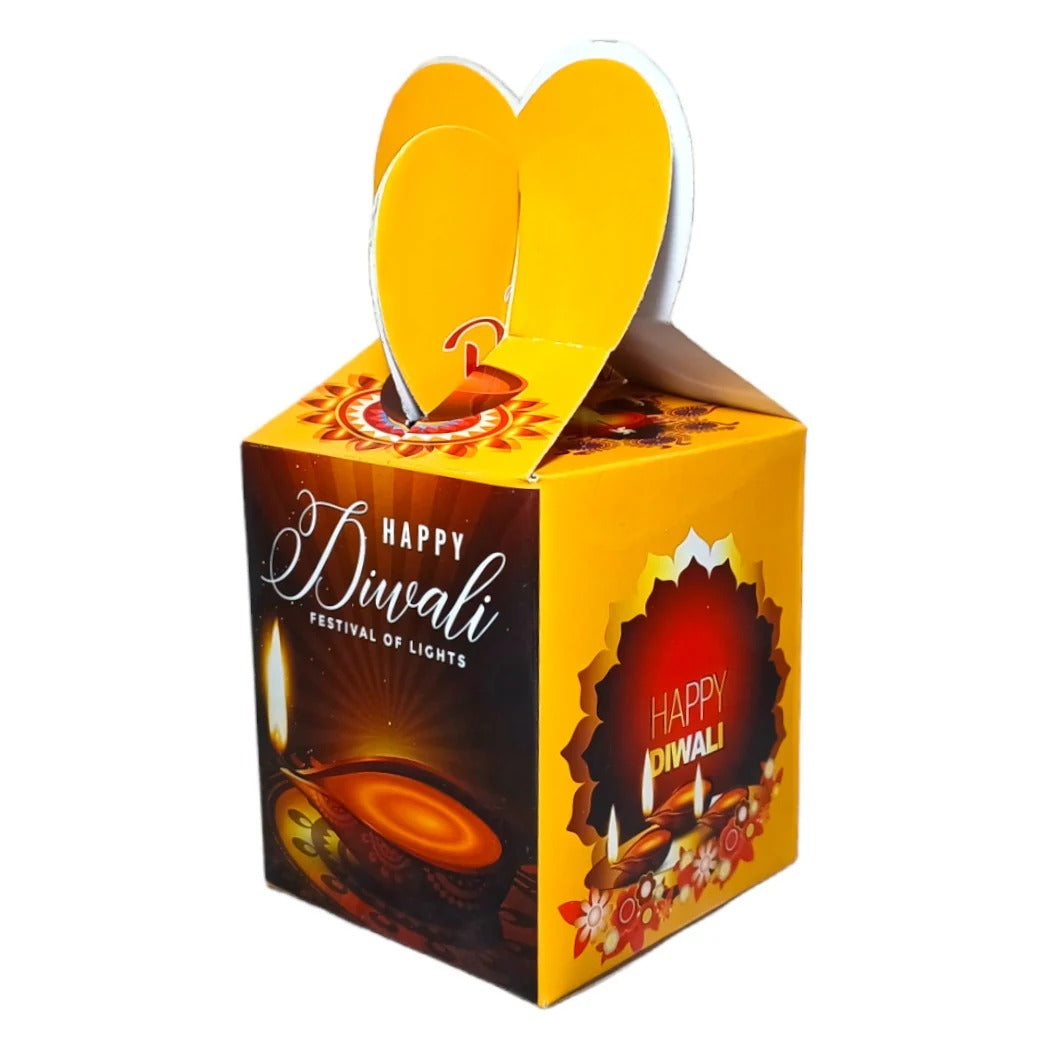 Happy Diwali Yellow Multi Purpose Gift Box (Set of 5) For Chocolates, Sweets, Single 350 Ml Glass Jar