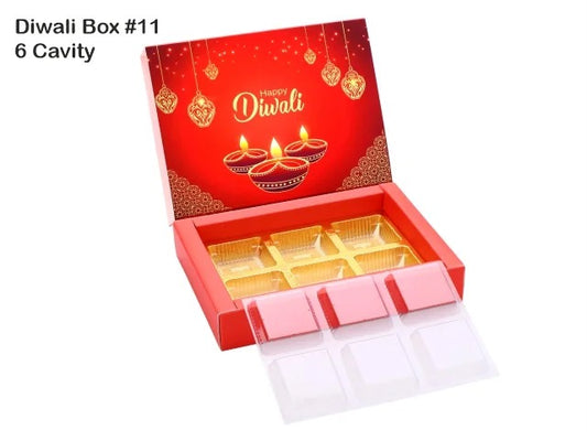 Premium 6 Cavity Diwali Box with Tray and Lid (Pack of 5)