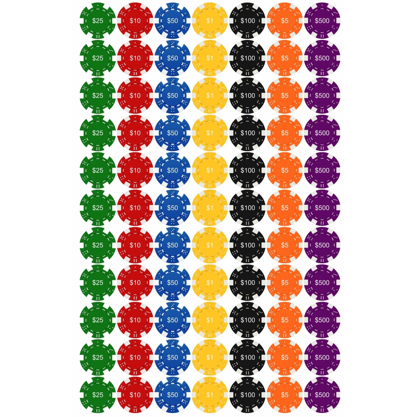 Poker Chips Diwali Chocolate Sticker Sheet | 1.5 inch Coins Chocolate Diwali stickers