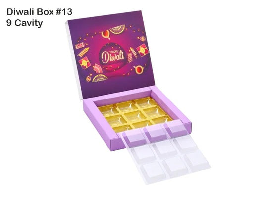 9 Cavity Diwali Box with tray & lid (Pack of 5)