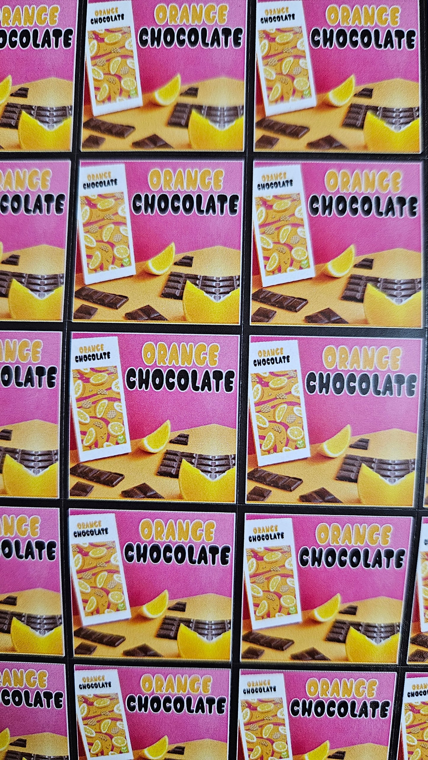 Orange Flavour Cavity Size Sqaure Chocolate Stickers
