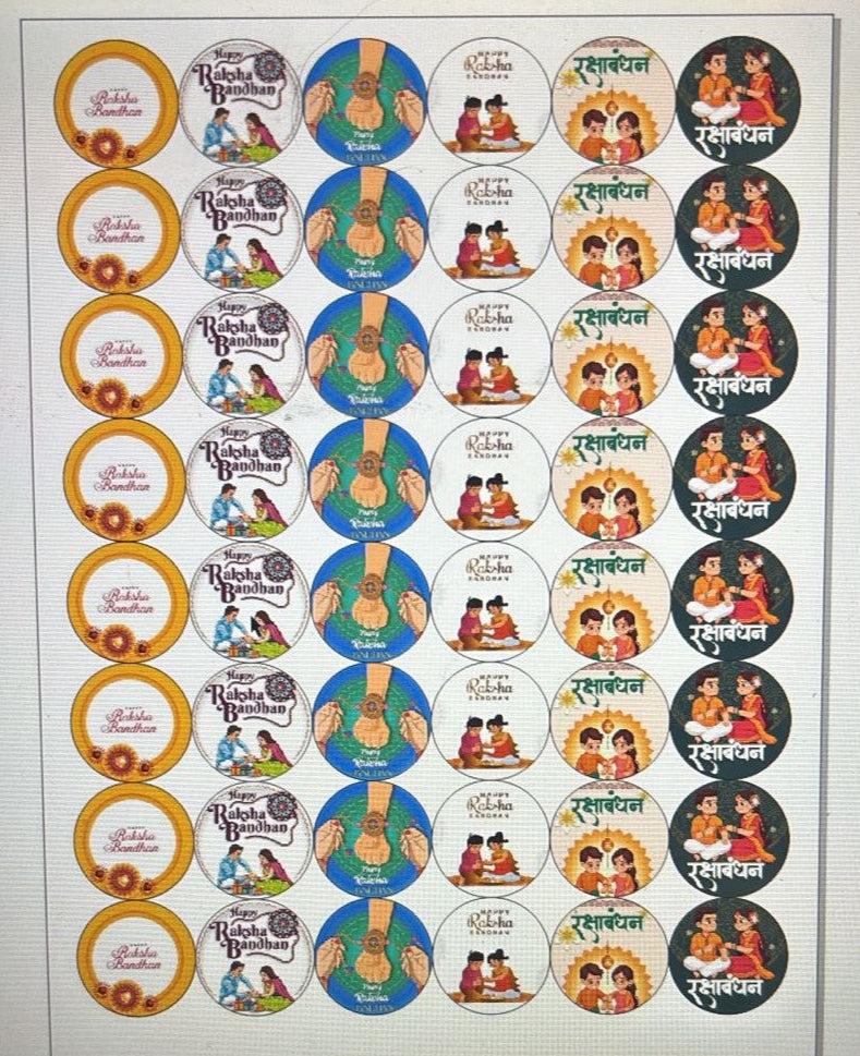 Happy Rakshabandhan 2 inch Round Stickers (48 Stickers)