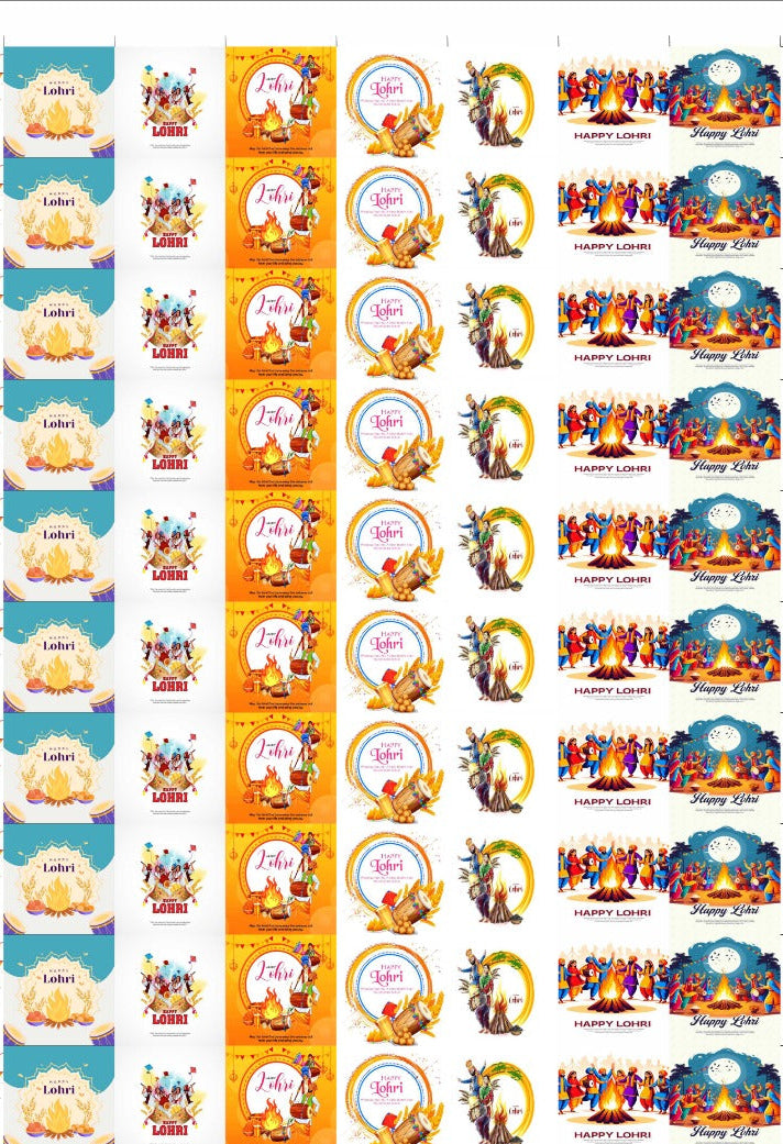 Happy Lohri Cavity Size Stickers (Pack of 70 Stickers)