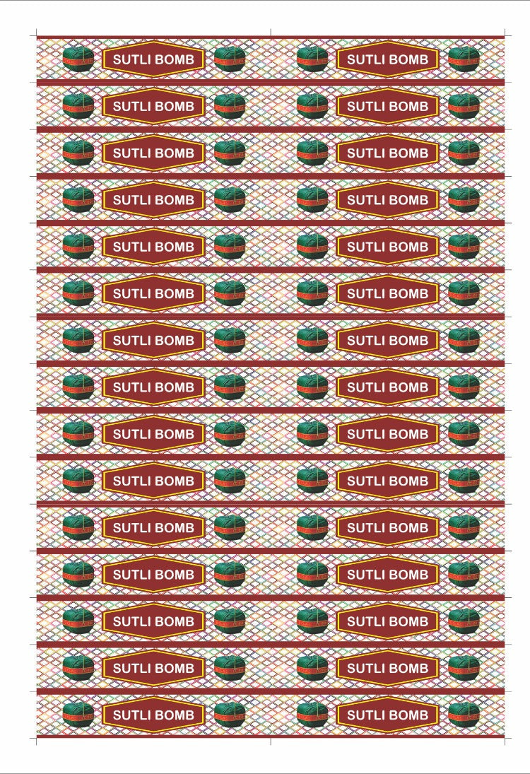 Sutli Bomb Sticker for Mould no. 512 & 186 (28 stickers in a sheet) Diwali Cracker Chocolate Stickers