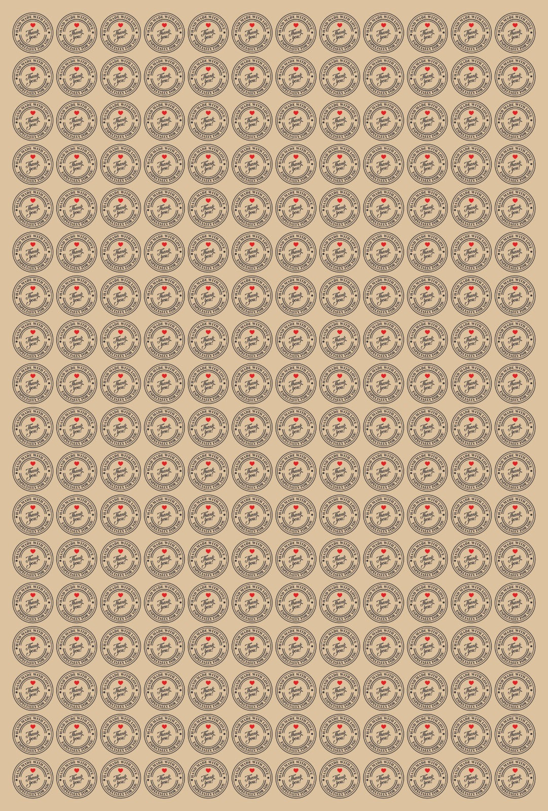 1 inch Thank you Stickers with text Handmade with love & specially for you