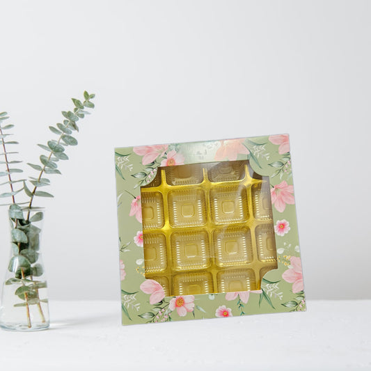 16 Cavity Floral Printed Chocolate Box (Pack of 10)