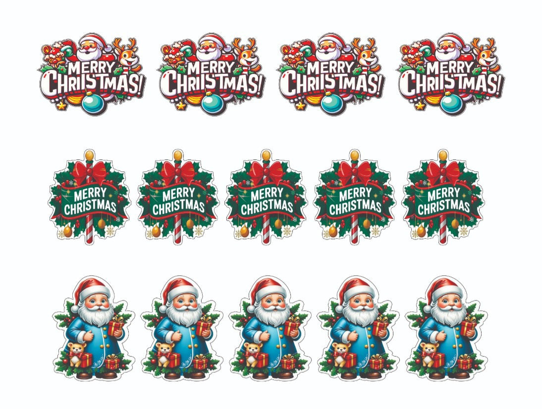 Merry Christmas Cutout Stickers (14 stickers) for multi purpose use