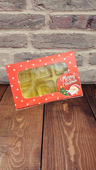 6 Cavity Red & White Merry Christmas Box (Pack of 10)