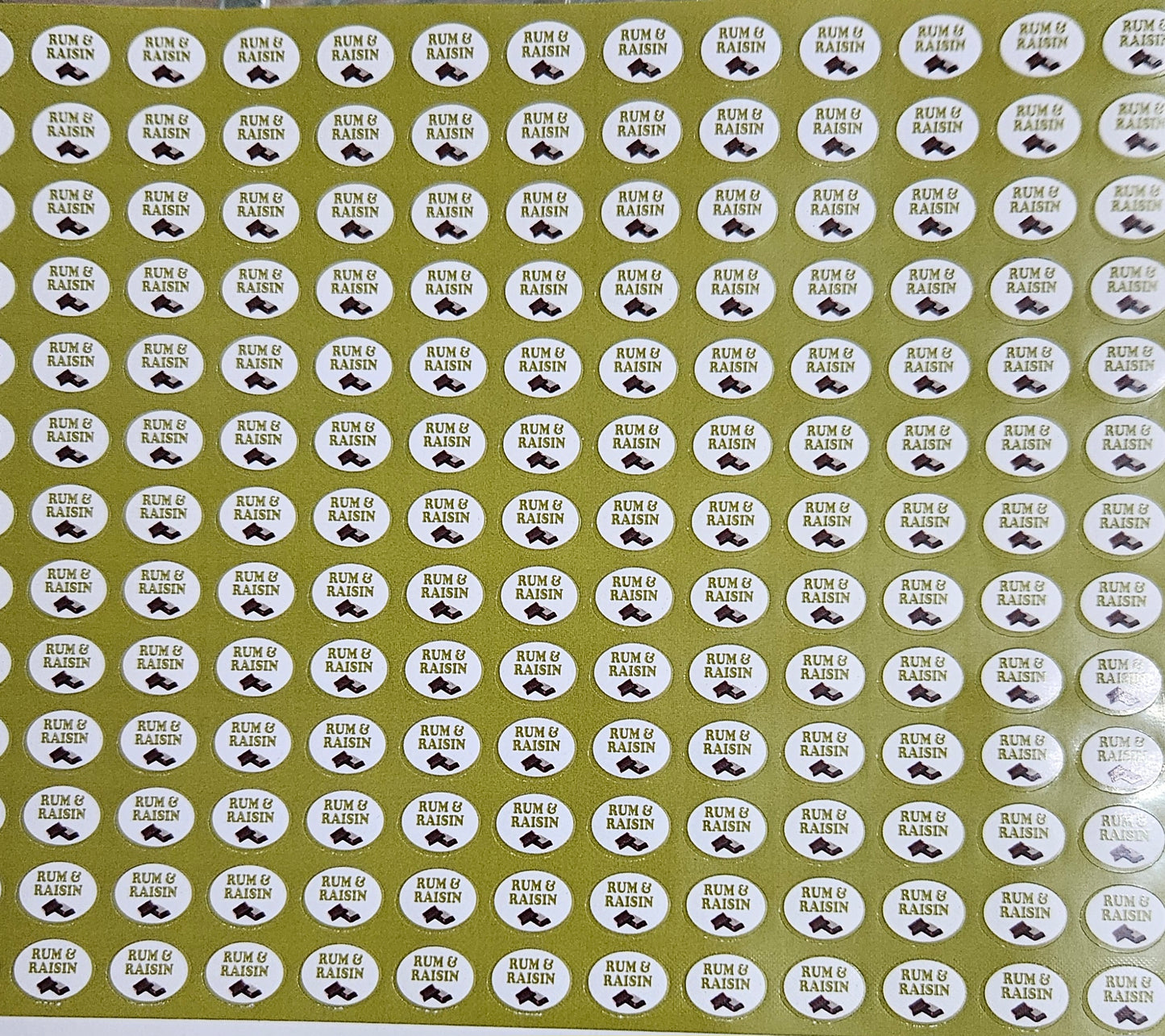 Rum & Raisin Flavour Small 0.5 inch Chocolate Stickers