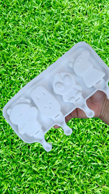 Cartoon Shape Cakesickle Silicon Mould | Birthday Special Cartoon Silicon Icecream Mould