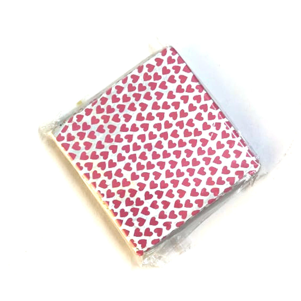 Single Colour Heart print Chocolate Wrapper |  Red Hearts with Silver Chocolate Wrapper-200 pcs