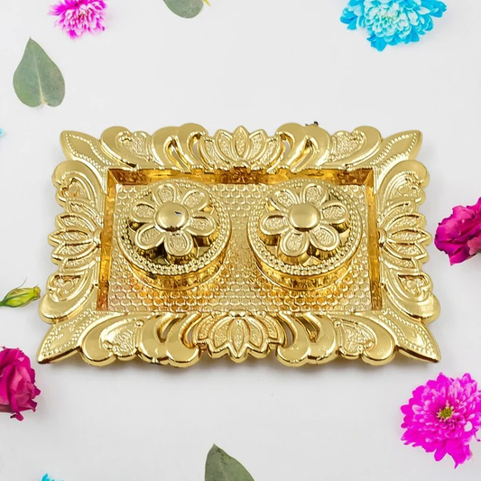 Kumkum Roli Small Rectangle Plate for Festive & Gifting Purpose