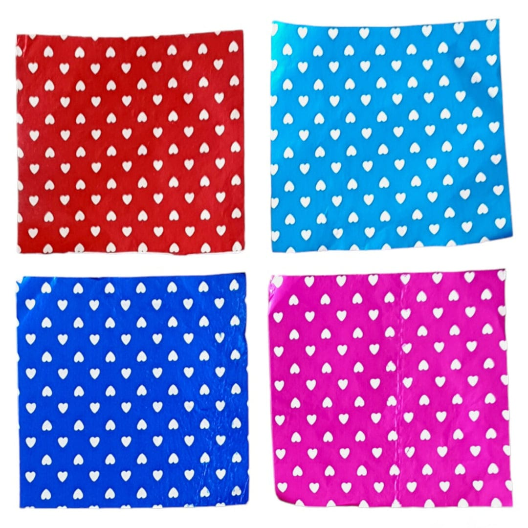 Wrapper Heart Print 4 in 1 Multi Colour Heart Print Chocolate Wrapper | Small Heart Print ...