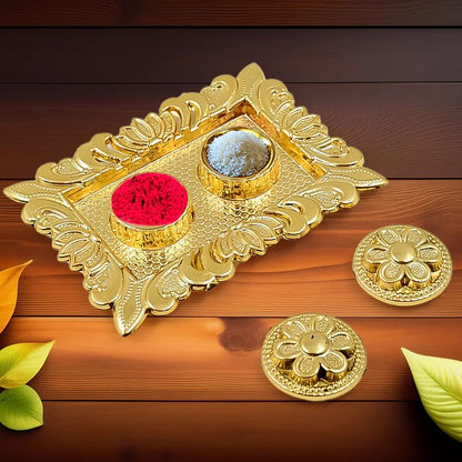 Kumkum Roli Small Rectangle Plate for Festive & Gifting Purpose