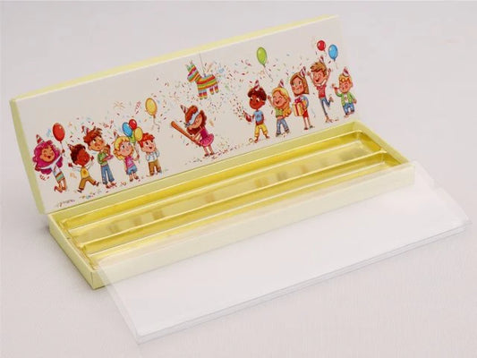 Happy Birthday Choco SMS – 2 Line Chocolate Message Box with inner tray & lid (Pack of 5)