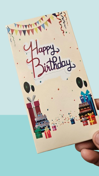 Happy Birthday Printed Bar Box | Medium Size Chocolate Bar Box | 50Gm Chocolate Packaging box (Set of 10) - Pack of 10