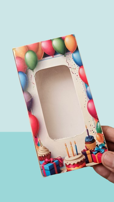 Happy Birthday Printed Bar Box | Medium Size Chocolate Bar Box | 50Gm Chocolate Packaging box (Set of 10) - Pack of 10