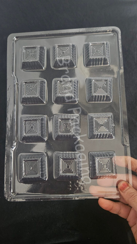 Sqaure Cavity  Chocolate Mould | Plastic Sqaure Chocolate Mould- 358