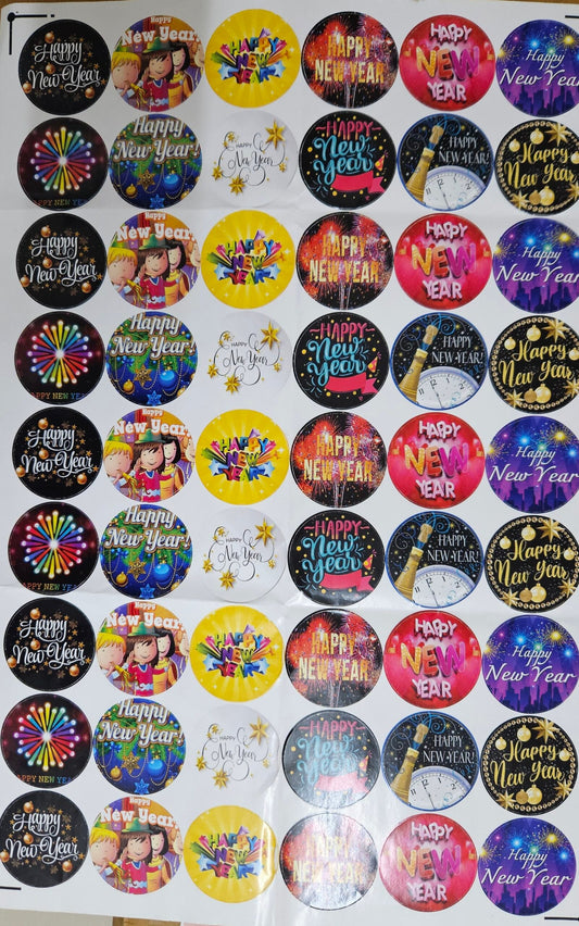 Happy New Year Round 2 inch Stickers