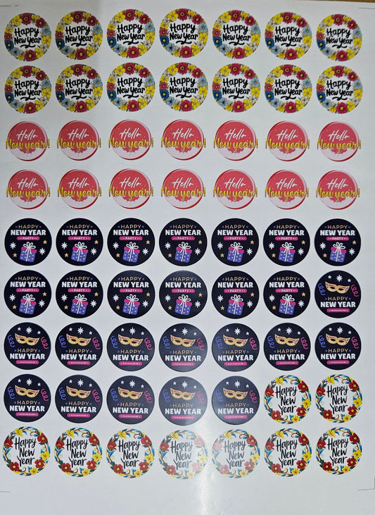 Happy New Year Round 1.5 inch Stickers
