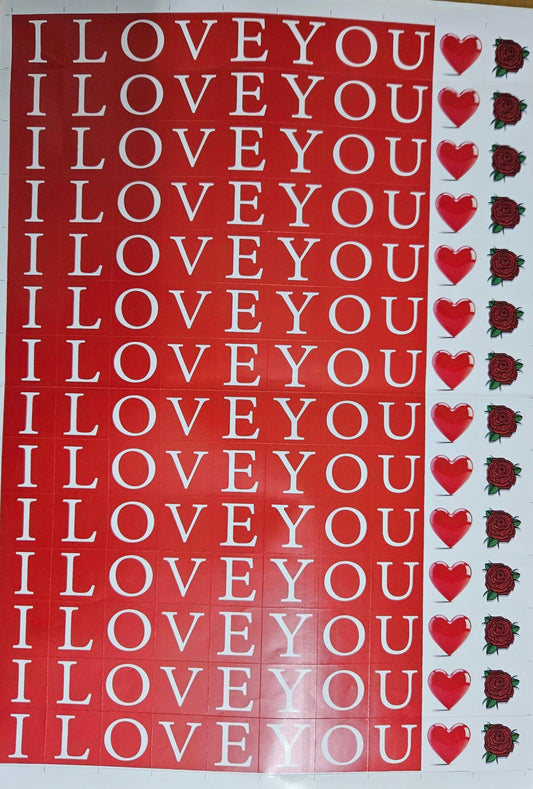I Love You Cavity Size Sqaure Chocolate Stickers | Valentine Cavity Size Sqaure Chocolate Stickers
