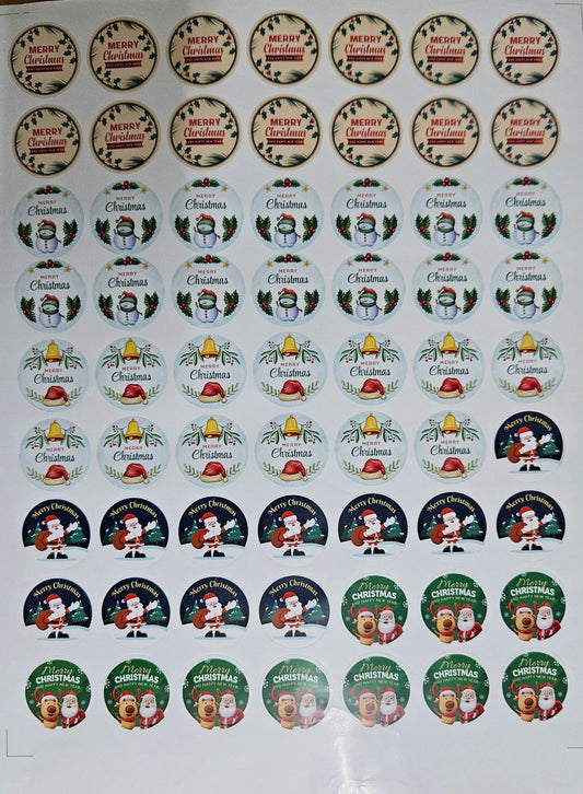 Merry Christmas Round 1.5 inch Stickers