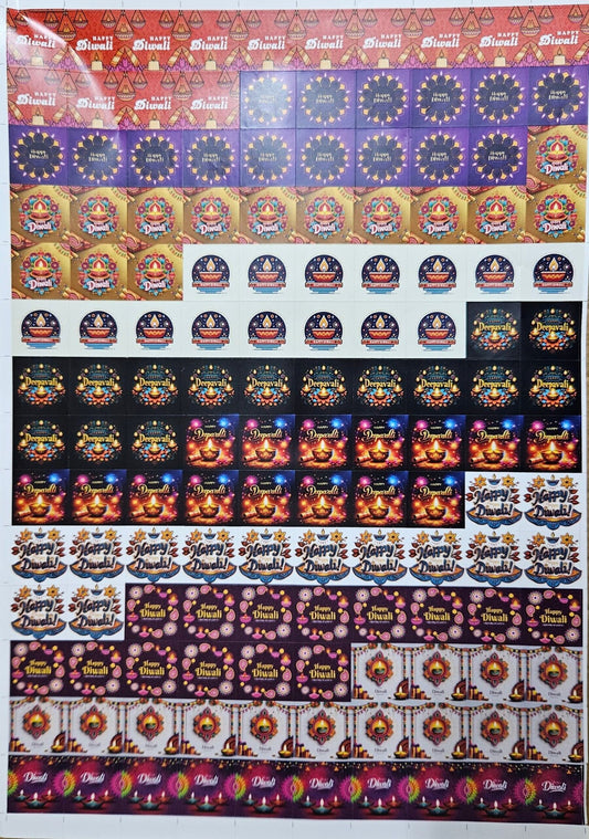 Happy Diwali Cavity Size Sqaure Stickers