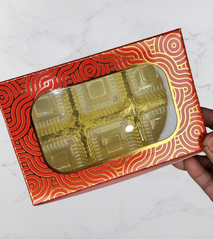 6 Cavity Premium Chocolate Box with Golden Leaf work (Pack of 10)