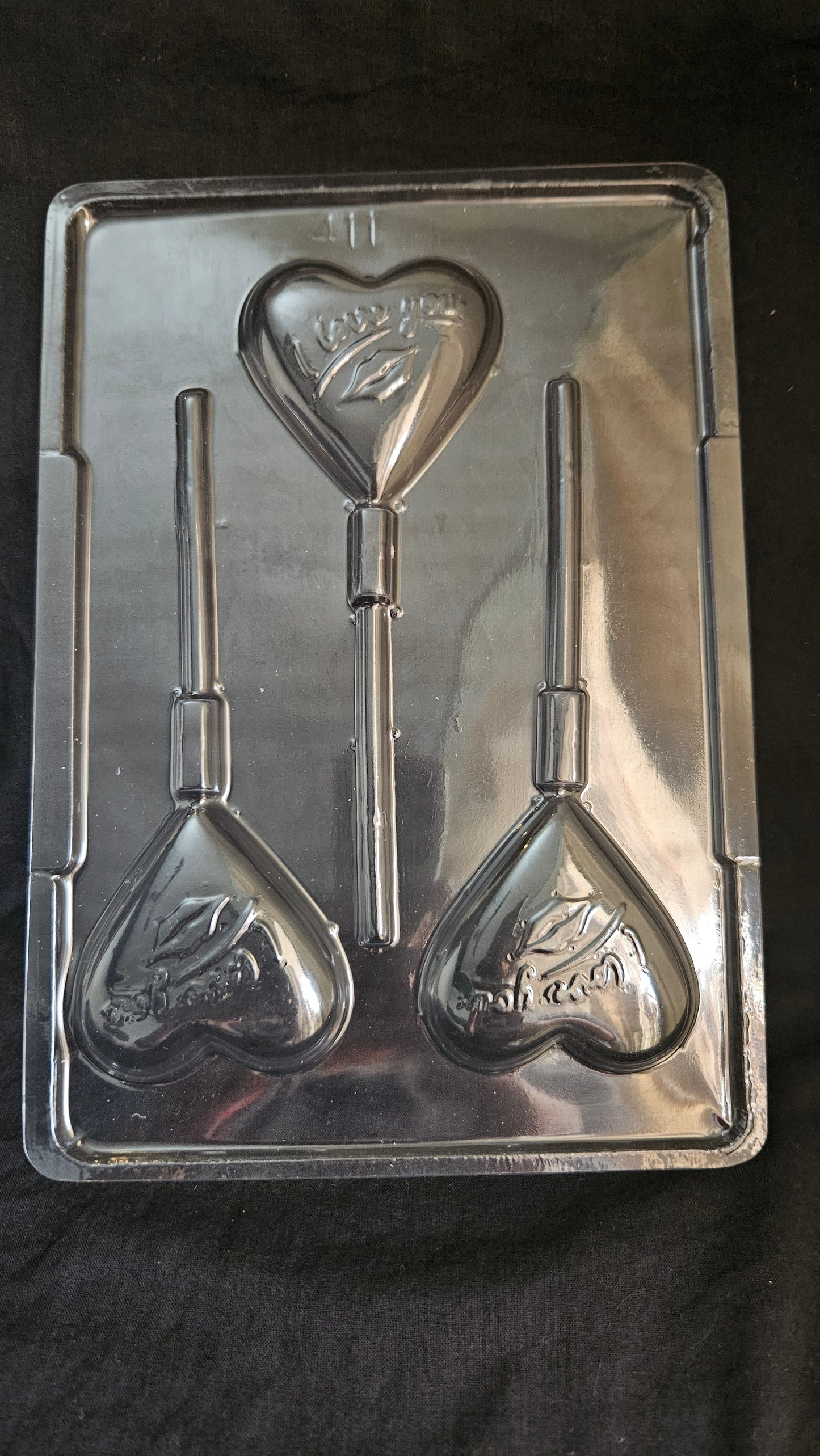 Heart Lollipop Mould with I love you text | Valentine Lollipop Chocolate Mould 411
