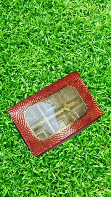 6 Cavity Premium Chocolate Box with Golden Leaf work (Pack of 10)