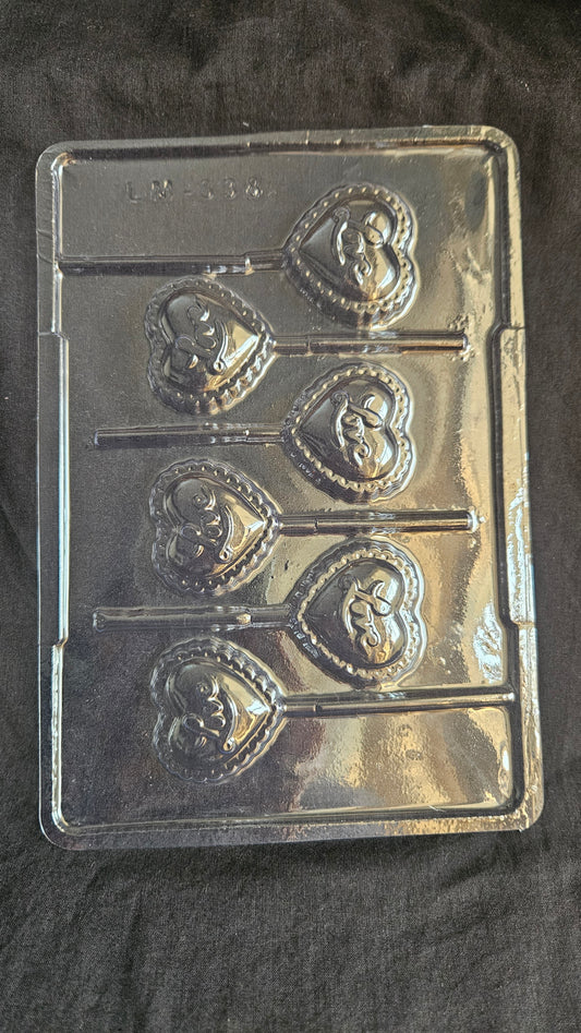 Heart Shape with Love Text Lollipop Chocolate Mould - 338