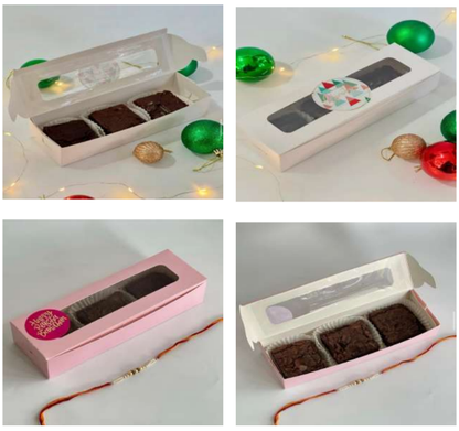 3 Brownie Boxes (Mixed colour ) Pack of 10 (9*3*2 inches)