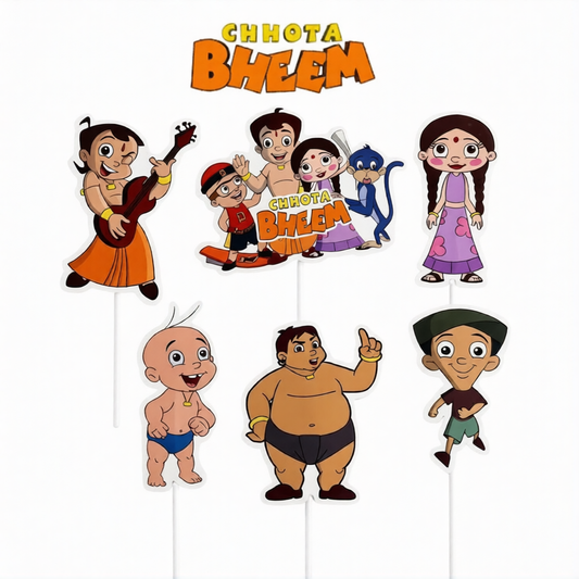Chhota Bheem Cake Toppers | Birthday Party Decor | Birthday Cake Decor | Pack of 6