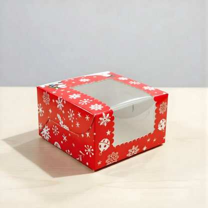 Christmas Special 1, 2 & 4 Brownie Boxes (Red Colour) | Pack of 10 | 1, 2 & 4 Christmas Brownie Boxes set of 10