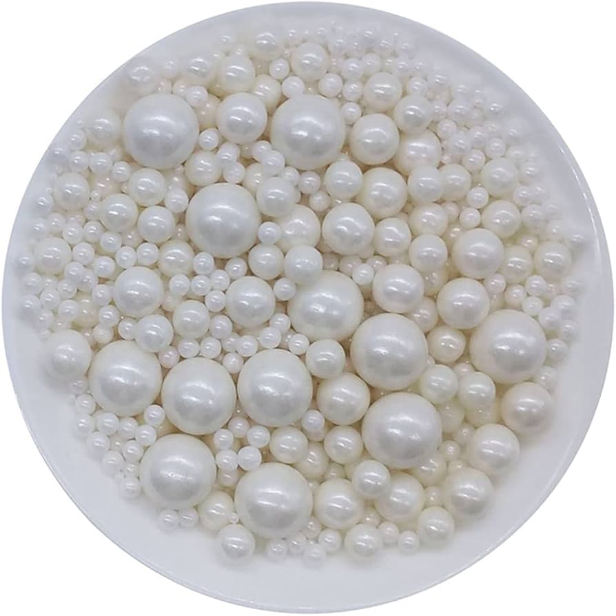 Mixed Size White Pearl Sprinkles (Sugar Balls) 1.5, 3, 4, 6 & 7 mm