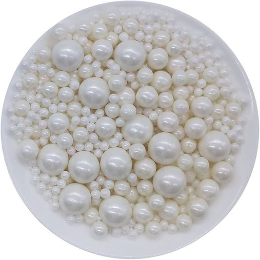 Mixed Size White Pearl Sprinkles (Sugar Balls) 1.5, 3, 4, 6 & 7 mm