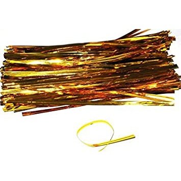 Metallic Ribbon Twist Ties | Shiny Ribbon Twisters for Sweets & Hampers | Pack of 350 (Random Colour0