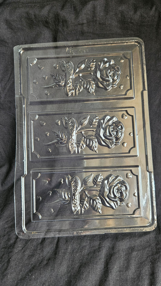 Designer Rose Theme Chocolate Bar Mould (45-50gm) PVC Chocolate Mould - 593