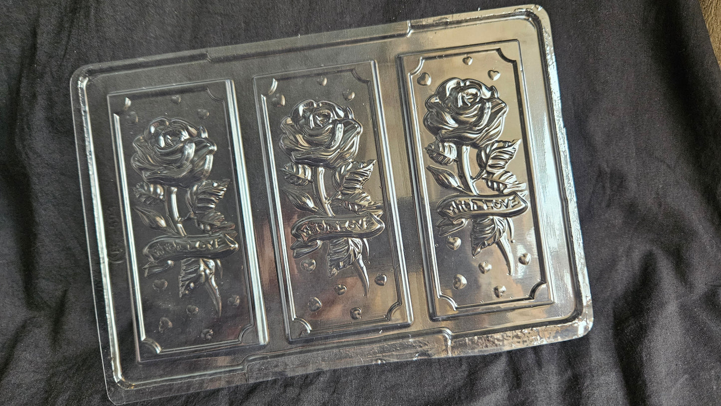Designer Rose Theme Chocolate Bar Mould (45-50gm) PVC Chocolate Mould - 593