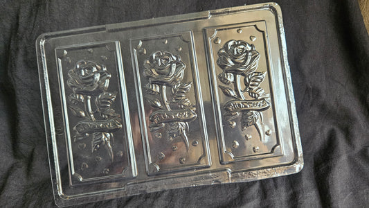 Designer Rose Theme Chocolate Bar Mould (45-50gm) PVC Chocolate Mould - 593