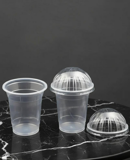 Premium Disposable Plastic Dessert Glass with Dome Lid Capacity: 350 ml (Approx.) | Transparent Serving Cup for Ice Cream, Mousse & Sundae