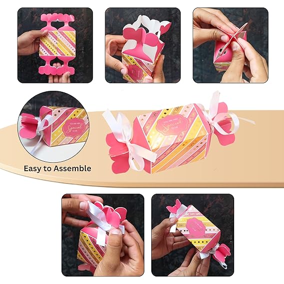 Premium Toffee Shape Chocolate/ Candy Gift box with gold leaf (Pack of 10) 2 Mix colours